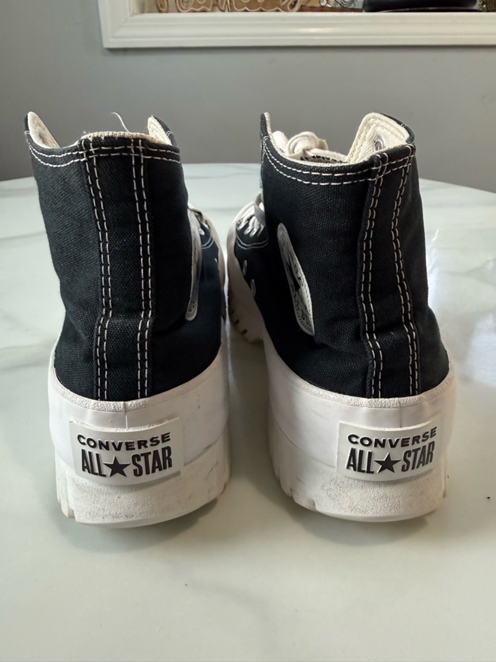 Converse Black & White High-Top Platform Sneakers - Picture 6 of 11